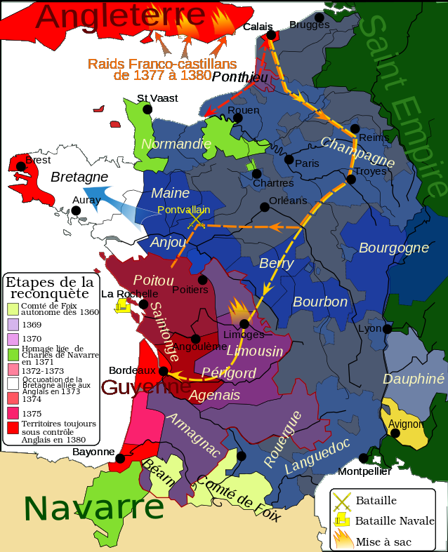 Étapes de la reconquête par Charles V de France des territoires concédés au traité de Brétigny